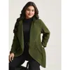 Bloomchic Solid Wrap Button Up Asymmetrical Hem Coat In Green