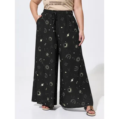 Bloomchic Star Moon Print Flowy Pants In Multi