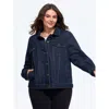 Bloomchic Stretch Classic Lapel Collar Button‑front Denim Jacket In Blue