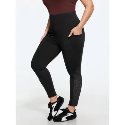 Bloomchic Stretch Cut Out Hem Pocket Leggings In Black