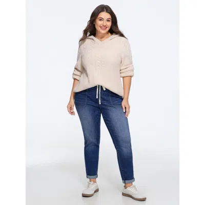 Bloomchic Stretch Drawstring Waist Pocket Jeans In Blue