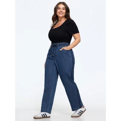Bloomchic Stretch Drawstring Waist Pocket Straight Leg Jeans In Multi