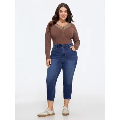 Bloomchic Stretch Pocket Slim Fit Capri Jeans In Multi
