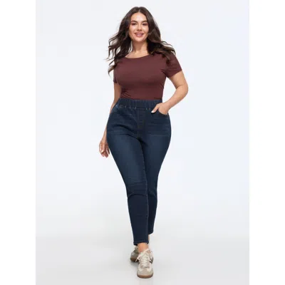 Bloomchic Stretch Pull‑on Pockets Jeans In Burgundy