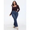 Bloomchic Stretch Raw Hem Bootcut Jeans In Blue