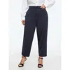 Bloomchic Stretch Solid Pockets Straight Leg Pants In Black