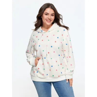 Bloomchic Stretch Star Print Pocket Hooded Sweatshirt In Multi