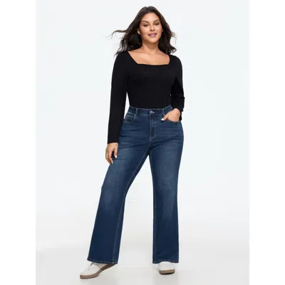 Bloomchic Stretch Washed Pocket Bootcut Jeans In Denimindigo_1