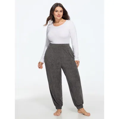 Bloomchic Stretchy Brushed Jogger Lounge Bottoms In Gray