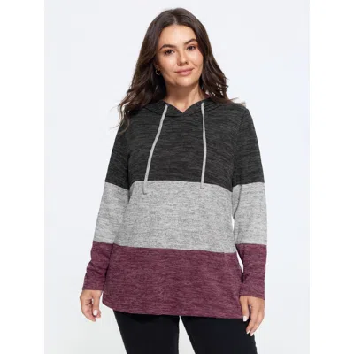 Bloomchic Stretchy Color Block Hooded Sweatshirt In Black