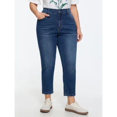 Bloomchic Stretchy High-rise Cropped Jeans In Blue