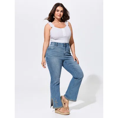 Bloomchic Stretchy High-rise Elastic Back Waist Jeans In Blue