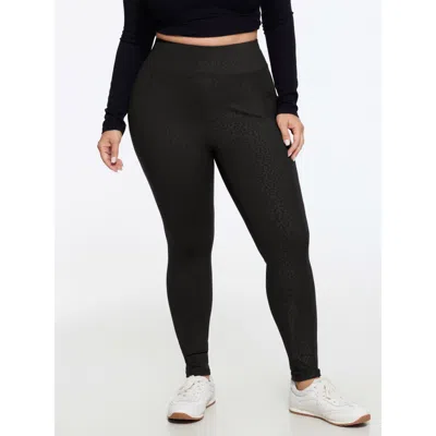 Bloomchic Stretchy Leopard Print Pocket Leggings In Black