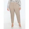 Bloomchic Stretchy Mid-rise Plain Pants In Neutral