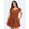 Bloomchic Stretchy Pleated Ruffle Hem Pocket Romper In Multi