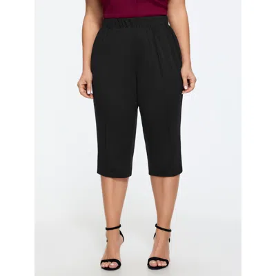 Bloomchic Stretchy Pull-on Cropped Pants In Black