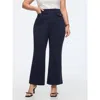 Bloomchic Stretchy Pull-on Flared Hem Pants In Blue