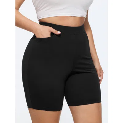 Bloomchic Stretchy Pull-on Plain Leggings In Black