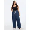 Bloomchic Stretchy Pull-on Wide-leg Jeans In Denimblue