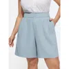 Bloomchic Stretchy Pull-on Wide-leg Shorts In Blue