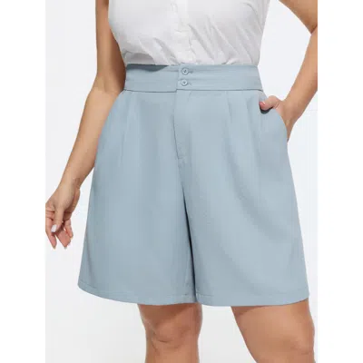 Bloomchic Stretchy Pull-on Wide-leg Shorts In Blue