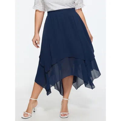 Bloomchic Stretchy Sheer Layered Flowy Maxi Skirt In Blue