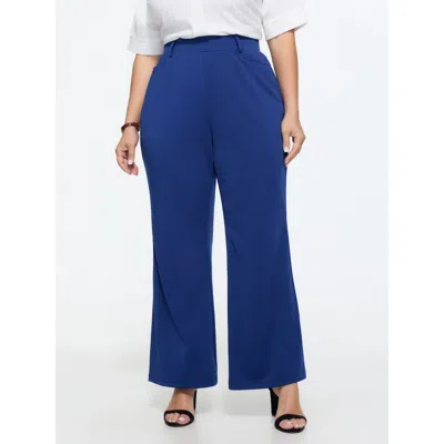 Bloomchic Stretchy Solid Pull-on Pants In Blue
