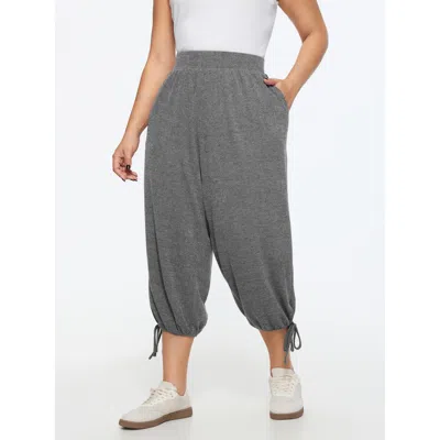 Bloomchic Stretchy Wide Waistband Jogger Pants In Dimgray