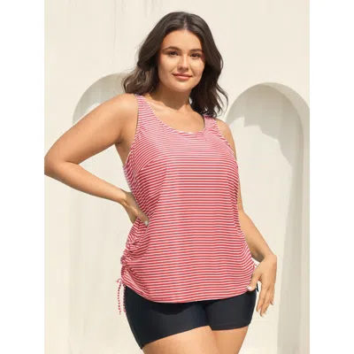 Bloomchic Striped Non-removable Cups Swim Top In Pink