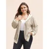 Bloomchic Striped Patchwork Texture Hooded Sweatshirt In Sand