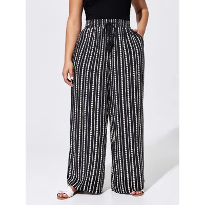 Bloomchic Striped Print Drawstring Waist Pants In Multi