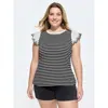 Bloomchic Striped Print Flutter Sleeve T-shirt In Multi