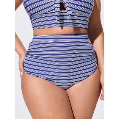 Bloomchic Striped Print High Waisted Swim Bottoms In Multi