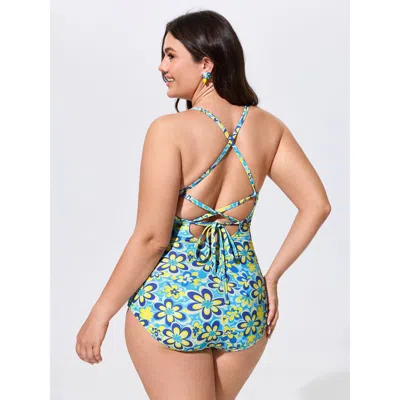 Bloomchic Sunkissed Floral Print Back-tie One-piece Swim In Multi
