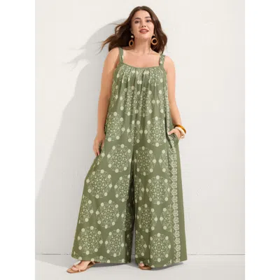 Bloomchic Sunkissed Stretchy Adjustable Strap Jumpsuit In Armygreen