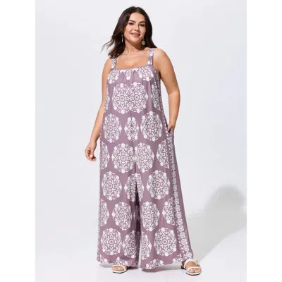 Bloomchic Sunkissed Stretchy Adjustable Strap Jumpsuit In Purple