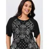 Bloomchic Supersoft Boho Print Raglan Sleeve T-shirt In Black