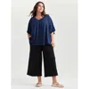 Bloomchic Supersoft Bust-friendly Flowy Plain Top In Blue