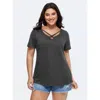 Bloomchic Supersoft Cut-out Neckline Plain T-shirt In Pattern
