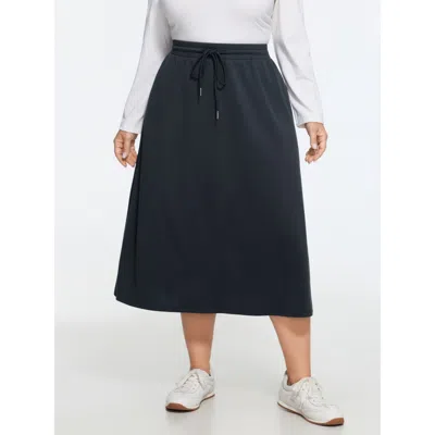 Bloomchic Supersoft Drawstring Waist Midi Skirt In Blue