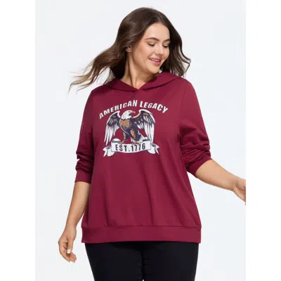 Bloomchic Supersoft Eagle Graphic Hoodie Sweatshirt In Burgundy