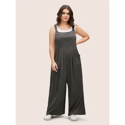 Bloomchic Supersoft Essentials Solid Pleated Pocket Jumpsuit In Gray