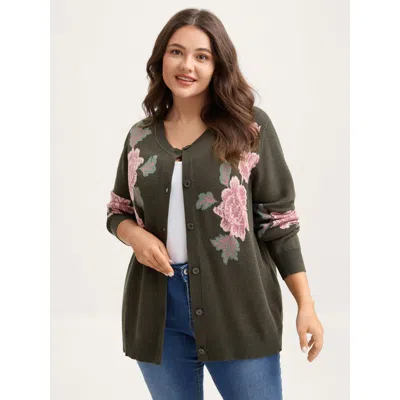 Bloomchic Supersoft Floral Print Button-down Knit Cardigan In Multi