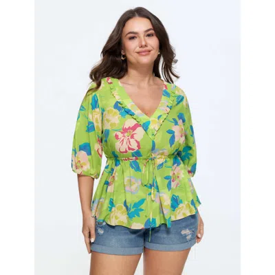 Bloomchic Supersoft Floral Print Drawstring Blouse