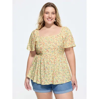 Bloomchic Supersoft Floral Print Fit And Flare Blouse In Black