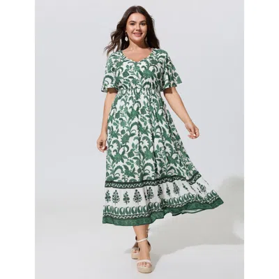 Bloomchic Supersoft Floral Print Flutter Sleeve Midi Dress In Multi