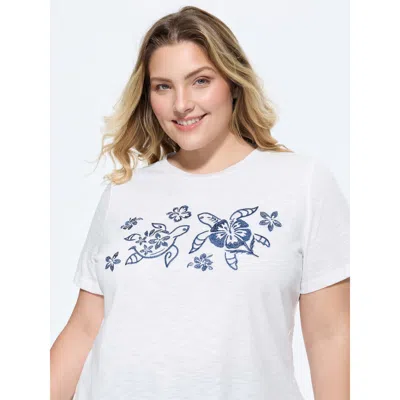 Bloomchic Supersoft Floral Turtle Print T-shirt In White
