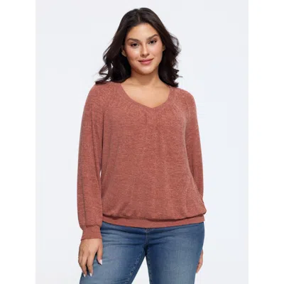 Bloomchic Supersoft Heather Front Pleat Top In Autumn Glaze