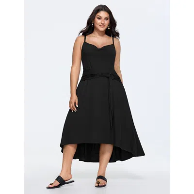 Bloomchic Supersoft High Low Hem Sleeveless Midi Dress In Black