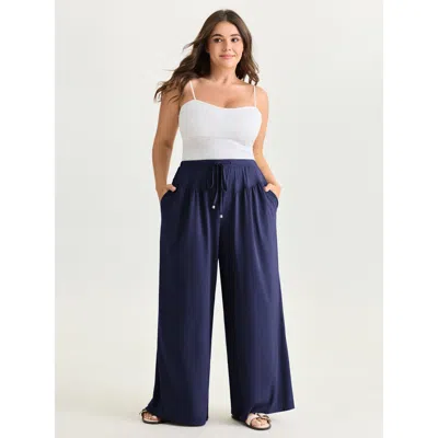 Bloomchic Supersoft Inclusive Wide Waistband Pants In Blue
